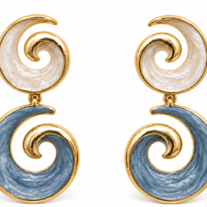 swirl Muse - double drop in white/gray earrings by Buddhu, product view