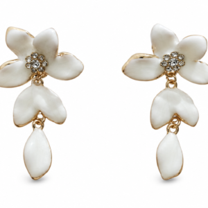 Petal cascade in white earrings by Buddhu, product view