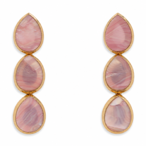 Rose cascade - tripple drop in pink earrings by Buddhu, product view