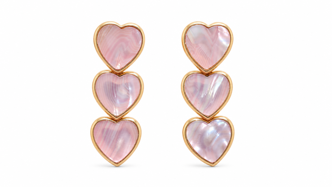 Rose heart - tripple drop earrings product image