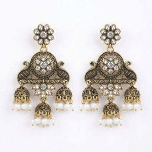 Royal Peacock Black & Gold Jhumka earrings product image