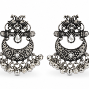 Heritage Paisley Ghungroo Chandbali in Oxidized silver product image