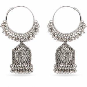 Classic Silver Hoop Jhumka in Oxidized silver product image