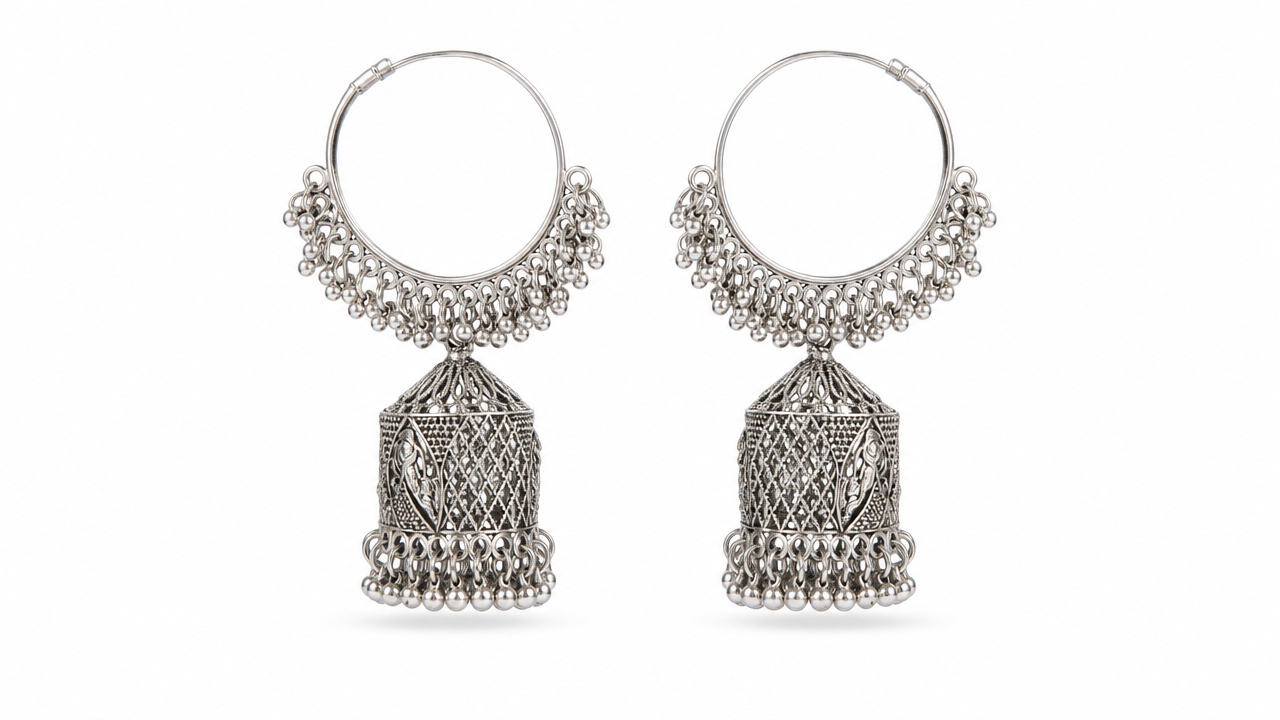 Classic Silver Hoop Jhumka in Oxidized silver product image