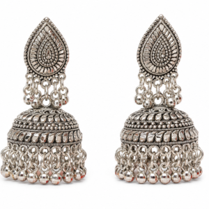 Royal Teardrop Dome Jhumka in Oxidized silver product image
