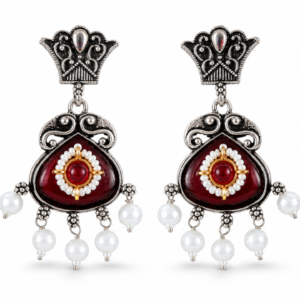 Rang Rasiya Floral Stone Pearl Drop earrings product image