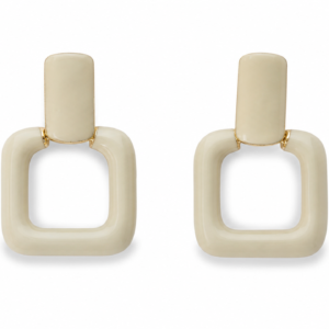 Modish Geometry- Drop in White earrings by Buddhu, product view