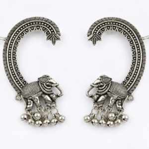 Tribal Gajanan- Ear Cuff in Oxidized silver earrings by Buddhu, product view