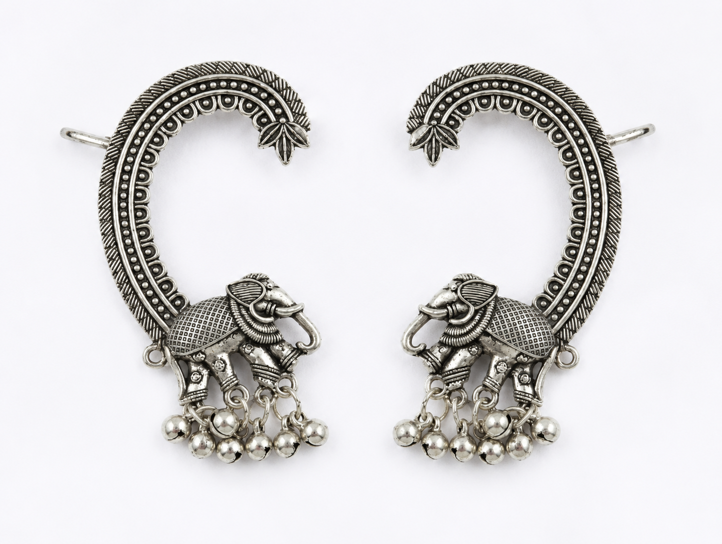 Tribal Gajanan- Ear Cuff in Oxidized silver earrings by Buddhu, product view