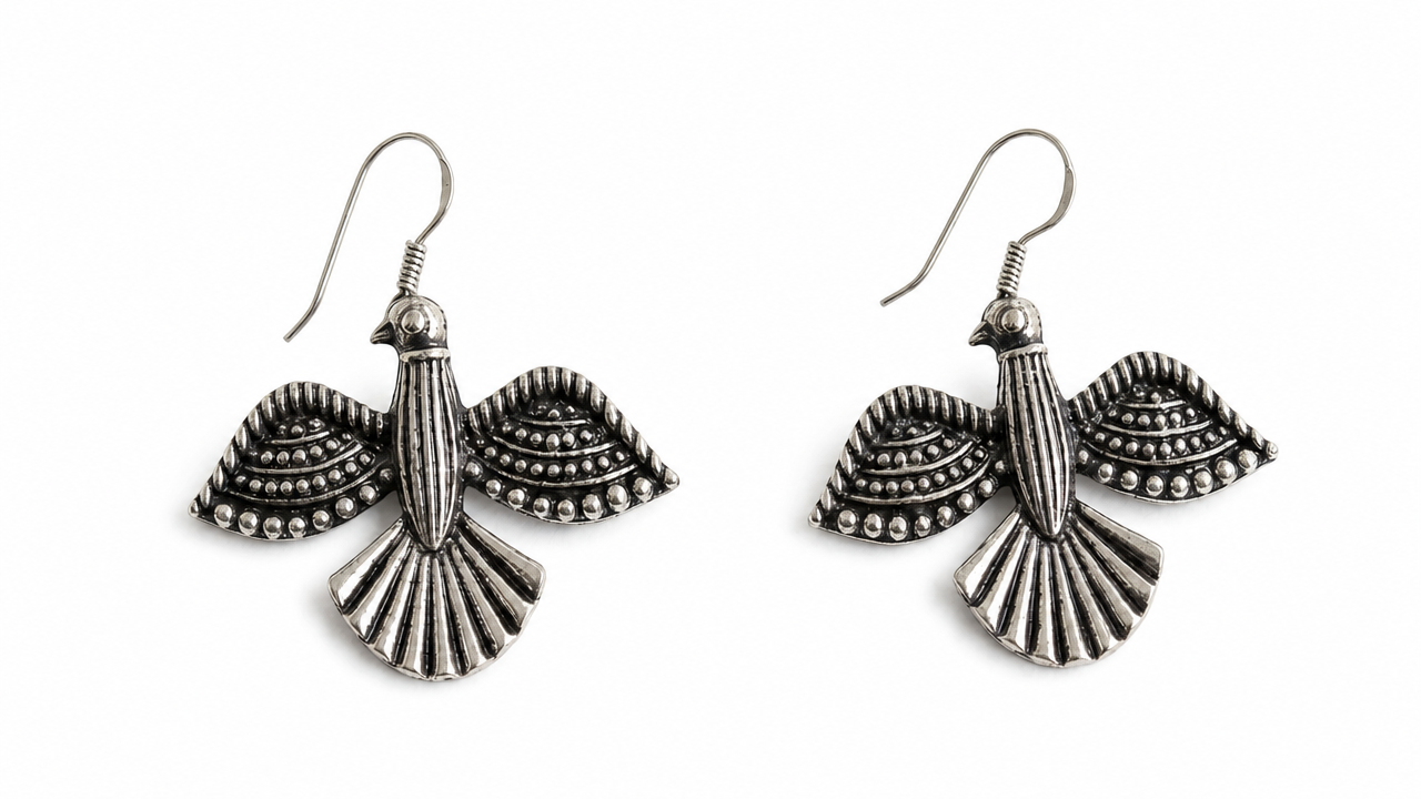 Feather fan Drop in Oxidized silver product image